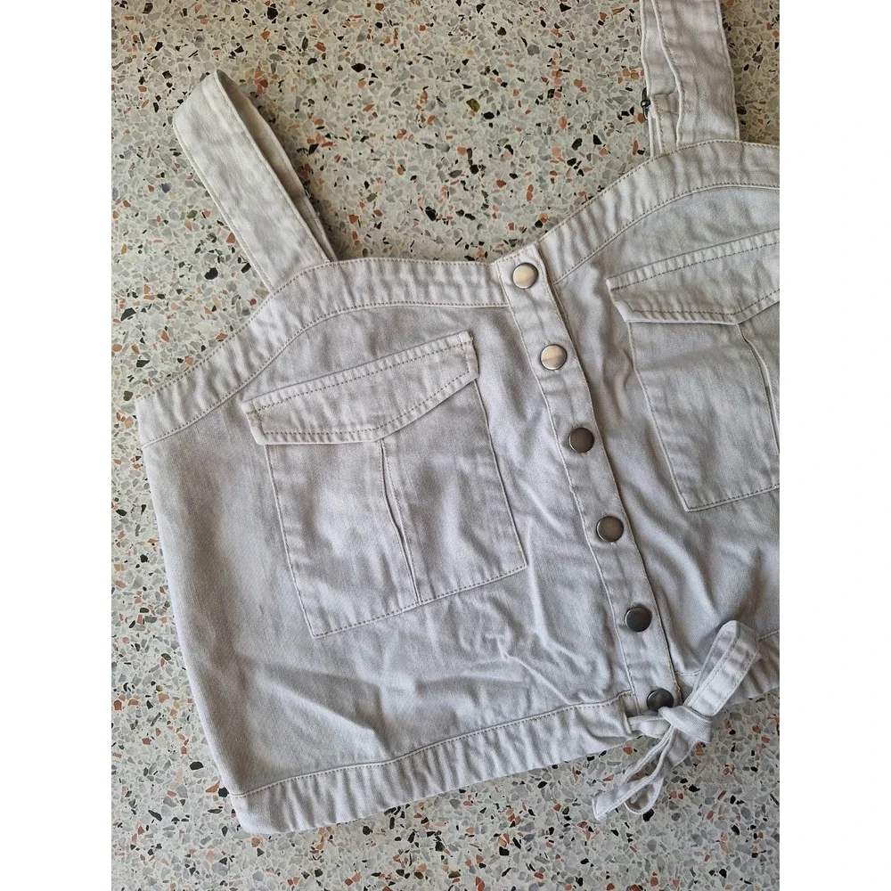 48 Free People Palm Desert Solid Denim Top